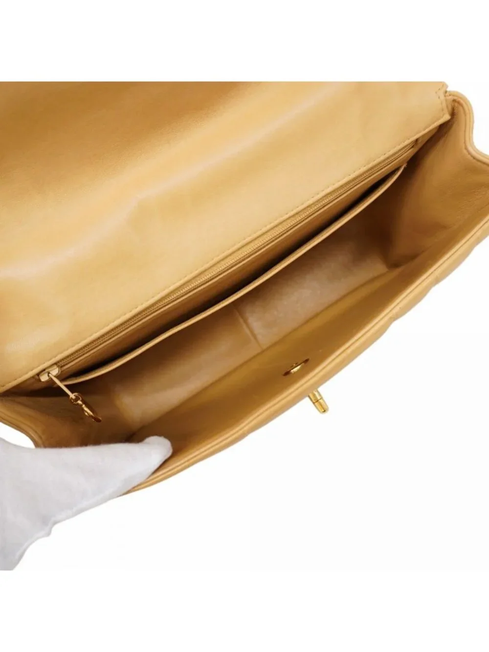 Chanel Handbag Mademoiselle Lambskin Beige Gold